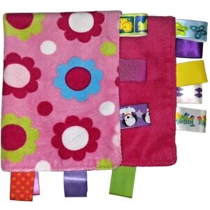 Taggies Pink Retro Flower Baby Security Blanket Lovey Polka Dots 12" Girl